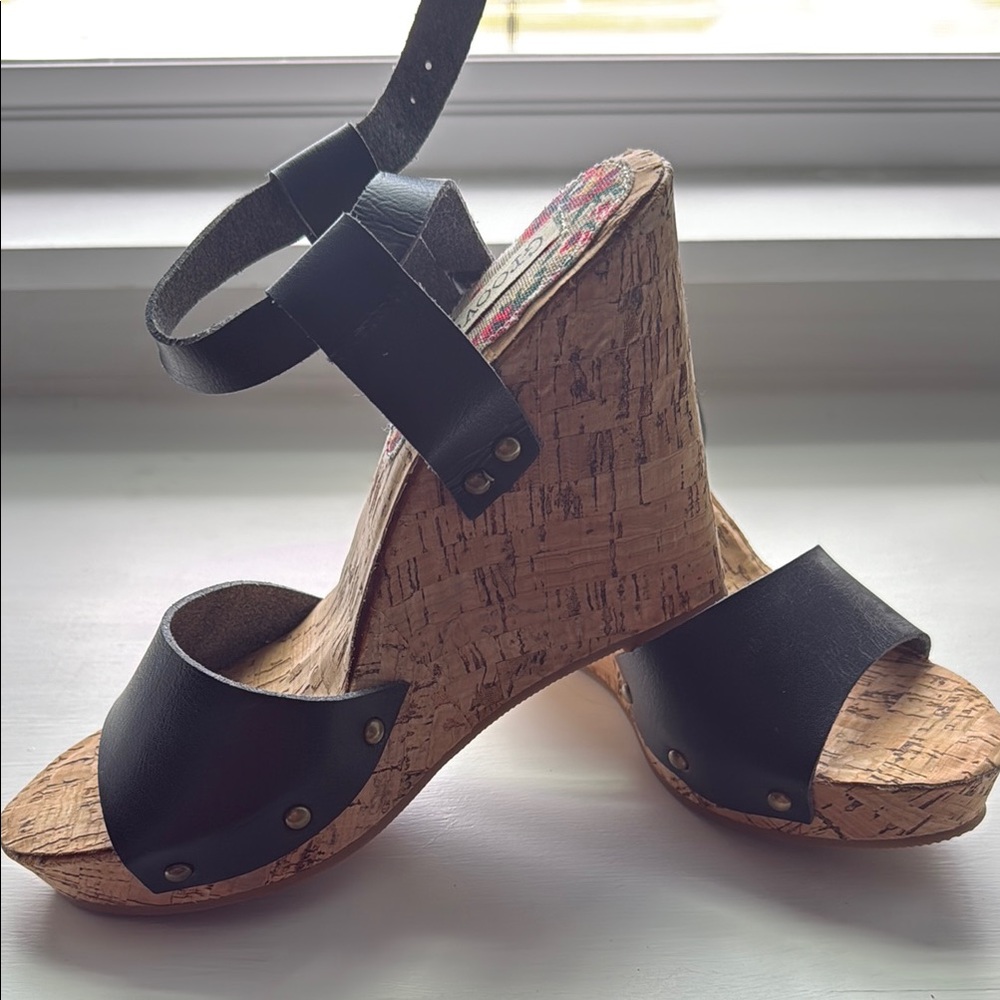 Black Wedge Sandals